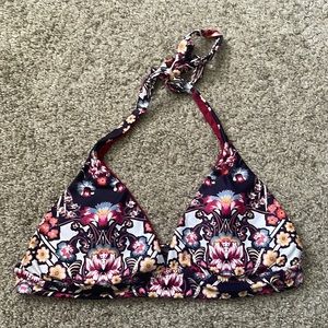 Becca NWOT Red and White Floral Halter Tie Bikini Bathing Suit Size Large